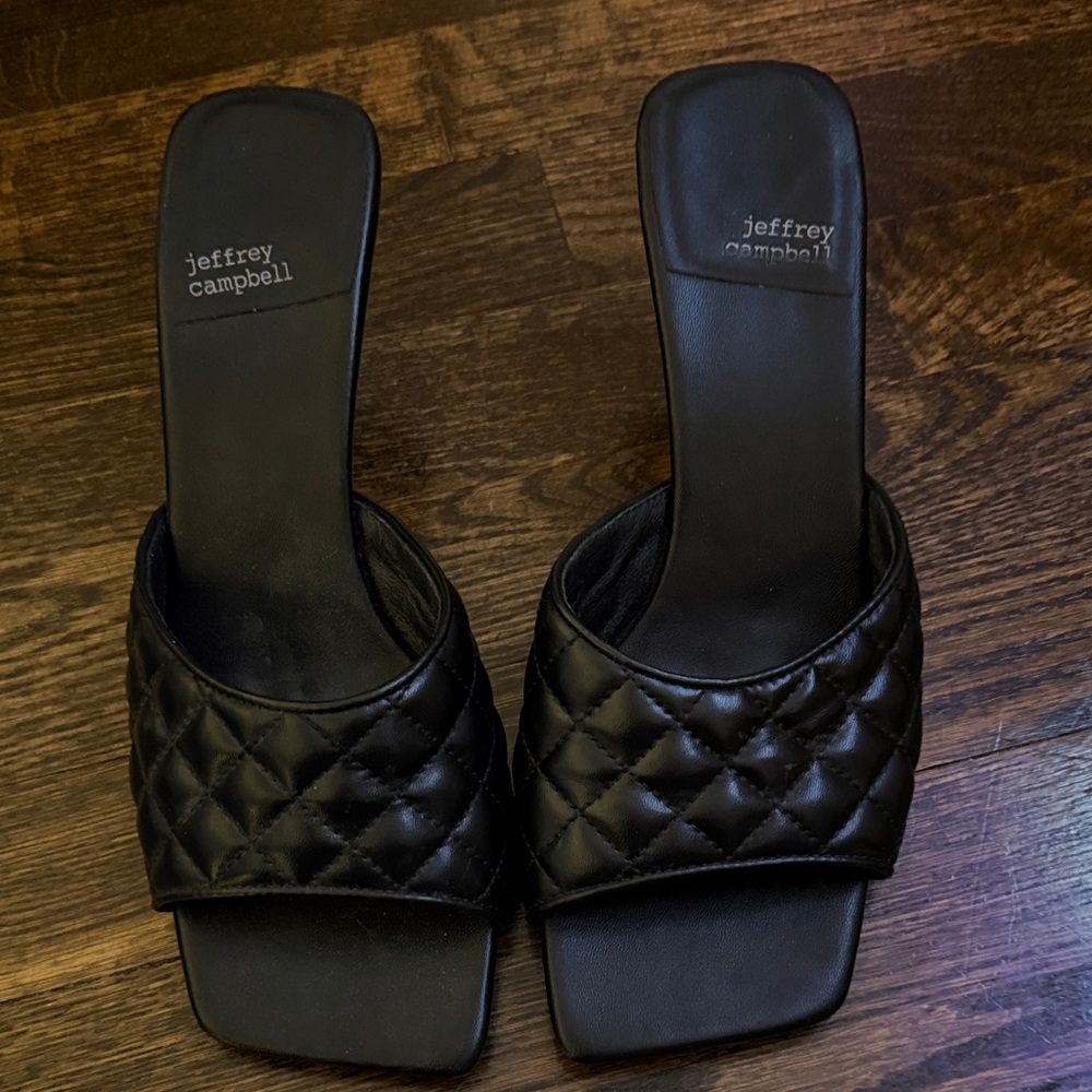 Jeffrey Campbell Black Quilted Mules